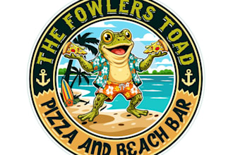 make esports pizza and beach bar logo