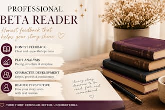beta read your book and provide detailed reader feedback
