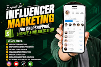 research instagram youtube micro influencers for dropshipping and wellness store