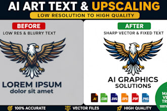 convert ai logo to vector, fix ai text and upscale resolution
