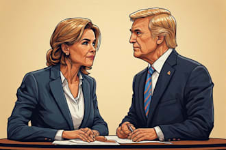 paint professional humorous political cartoon