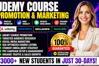 promote your udemy course and set up sales funnel for more students enrollment