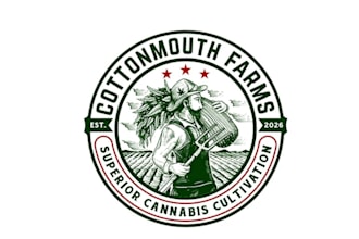 design cannabis farmer monkey herb or cannabis low farm logo