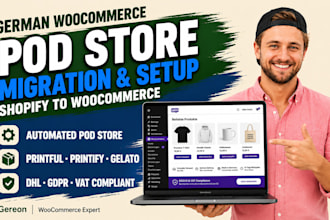 create woocommerce pod store germany eu printful printify dhl klarna integration