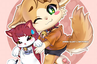 custom chibi pets illustration