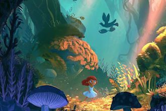 create a fairytale childrens book cover illustration