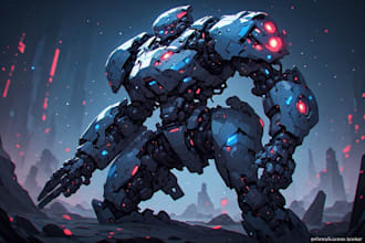 paint futuristic mecha robots and concept art