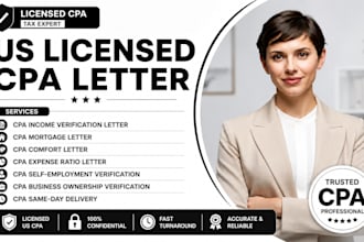 do US CPA letter, mortgage, comfort letter, income verification, expense ratio