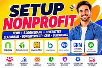 setup nonprofit neon bloomerang givebutter blackbaud donorperfect CRM quickbook