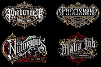 design a vintage hand lettering hipster tattoo and victorian logo