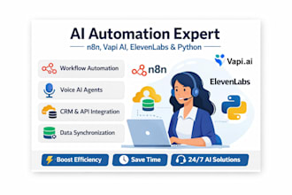 custom setup ai voice agent in vapi ai, and elevenlabs using n8n and python
