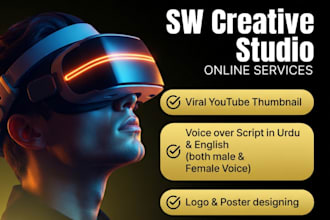 design youtube thumbnails, logo, poster, urdu english voice over