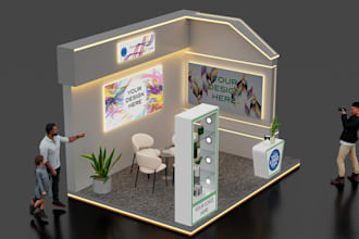 create a 3d booth design, exhibition stand or trade show booth
