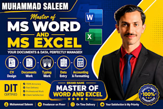do typing work, data entry, documents, pdf to excel and word with accurate work