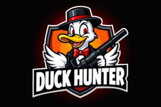 design realistic duck hunter logo with unlimited revision