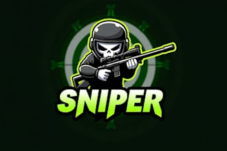 make eye catching sniper shooter logo only 12 hours