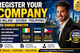 company registration in ireland, estonia, philippines with nominee director
