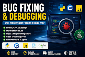 fix python, cpp and javascript bugs and errors in your code