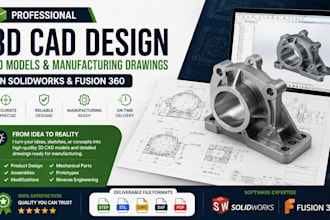 design 3d cad products, 3d models, and manufacturing drawings in solidworks