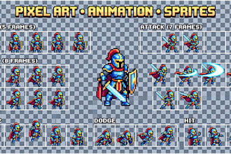 design high quality pixel art characters, animations, sprite sheets for games