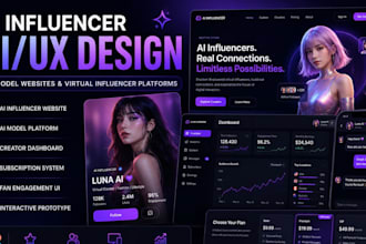create ai realistic influencer ui ux design ai influencer model website design