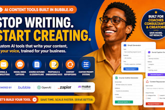 build a custom ai content generator web app for coaches, creators using bubbleio