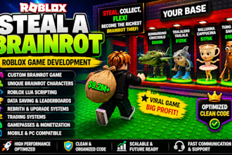 create a viral roblox brainrot game like steal a brainrot with custom features