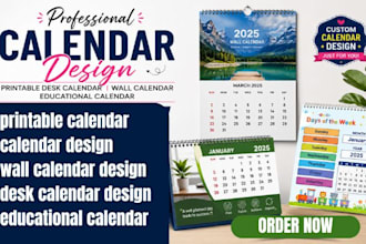 design printable desk calendar, wall calendar, educational calendar