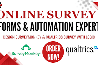 design surveymonkey, questionnaire and qualtrics surveys with logic