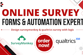 design surveymonkey, questionnaire and qualtrics surveys with logic