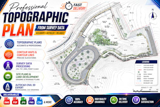 create a professional topographic plan from survey data