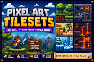 design pixel art tilesets, backgrounds, and animations