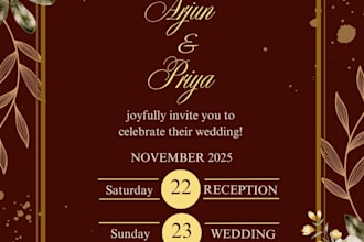 design a beautiful wedding invitation card for you