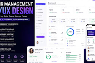 desing ui ux ai HR management website, ai hiring, ai screening team design