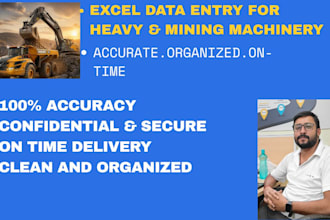 do excel data entry for heavy equipment and mining machinery records
