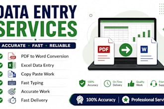 do accurate data entry, PDF to word conversion, and typing work