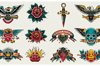 create custom traditional tattoo logo designs