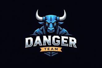 make eye catching danger bull logo with unlimited revision