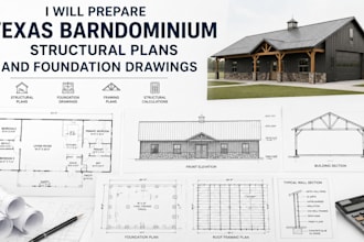 prepare texas barndominium structural plans and foundation drawings