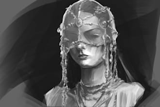 stylized portrait with digital or traditional materials