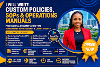 write custom policies, standard operating procedures sops and operations manuals