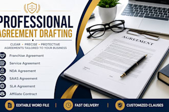 draft franchise agreement service agreement, nda, saas, sla agreement, affiliate