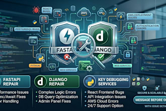 fix bugs in react, django, fastapi, and python applications
