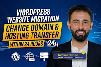 migrate wordpress website, change domain, hosting transfer within 24 hours