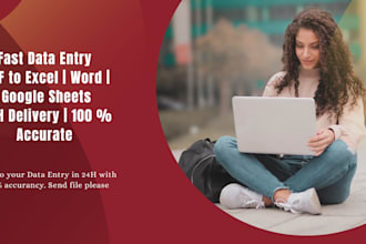 do fast accurate data entry , pdf to excel ,typing in 24 h