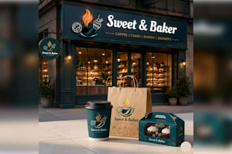 design modern bakery cafe logo and complete brand identity