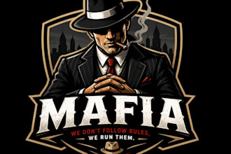 create a mafia mascot logo for teams and businesses