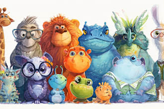 draw custom animal cartoon illustration