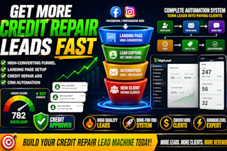 set up credit repair funnel credit repair leads landing page to generate leads