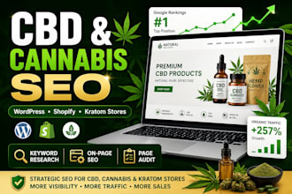 do cannabis, marijuana cbd and kratom website seo on wordpress and shopify